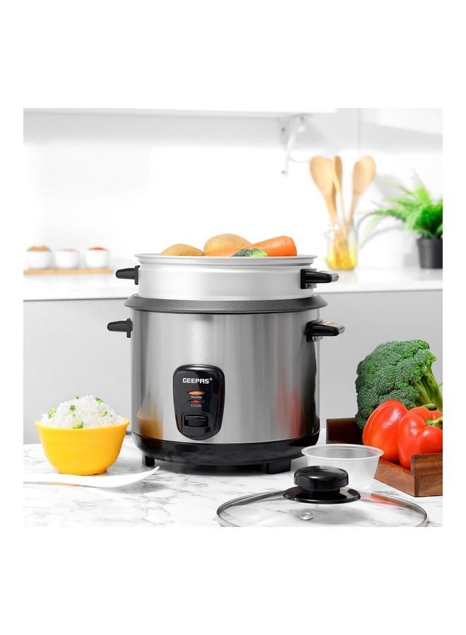 GEEPAS - Renewed - Multifunctional Rice Cooker With Removable And Non Stick Inner Pot Tempered Glass Lid 1.5 L 500 W GRC35040 Silver - Image 1