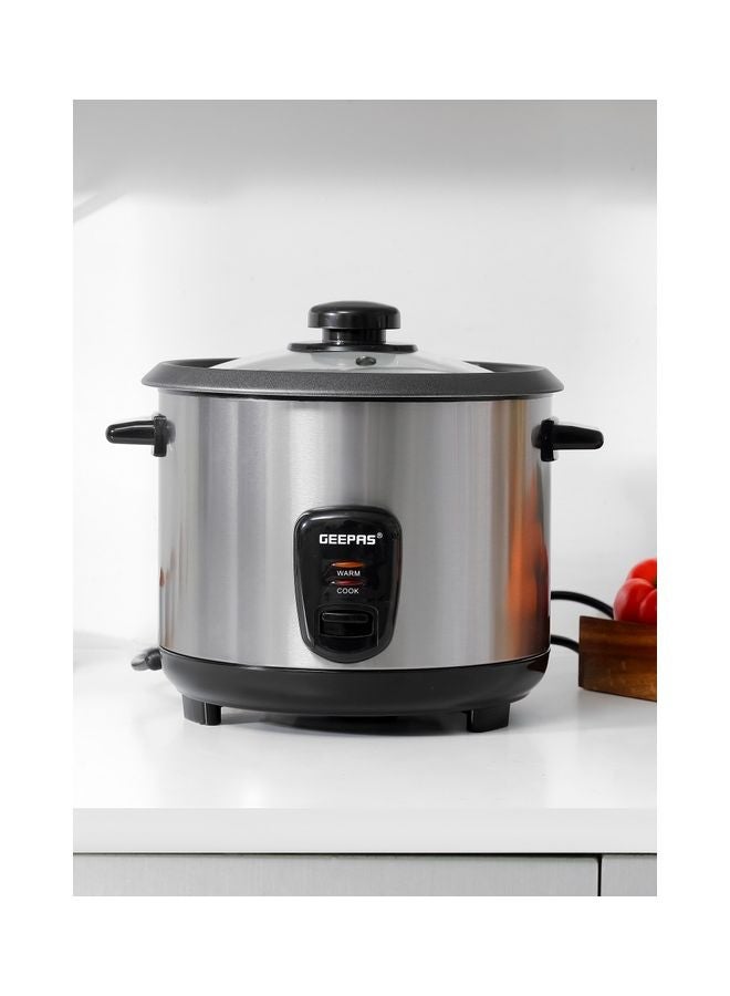 GEEPAS - Renewed - Multifunctional Rice Cooker With Removable And Non Stick Inner Pot Tempered Glass Lid 1.5 L 500 W GRC35040 Silver - Image 1