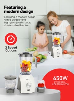 GEEPAS Renewed - 3 In 1 Blender With Stainless Steel Blades, Turbo Button For Ice Crushing, 3 Speed With Pulse Function, Overheat Protection, Powerful Motor 600 W GSB44034N Multicolour  - Image 3