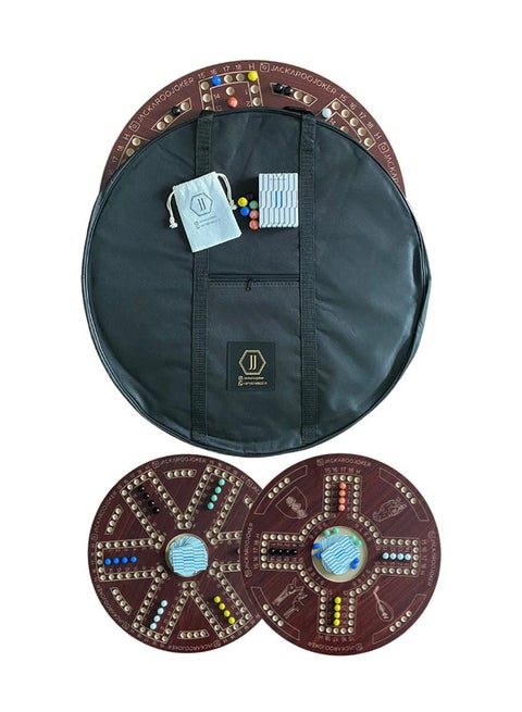 Two-Sided Board Game Set for 4 And 6 Players,Brown Wooden Board  With Bag, Marbles And Original Cards