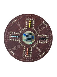 جاكارو جوكر Two-Sided Board Game Set for 4 And 6 Players,Brown Wooden Board  With Bag, Marbles And Original Cards  - Image 3