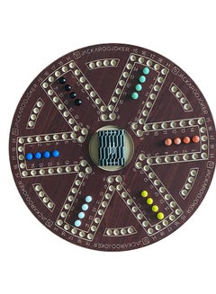 جاكارو جوكر Two-Sided Board Game Set for 4 And 6 Players,Brown Wooden Board  With Bag, Marbles And Original Cards  - Image 4