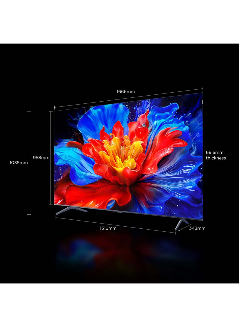 تي سي إل - 75 Inch 4K , QLED 4K Ultra HD HDR Google TV (Google Assistant, Dolby Atmos, Dolby Vision, HDR10+, 144 Hz Game Accelerator, Motion Clarity, 2025 (New Model) 75P8k black - Image 1