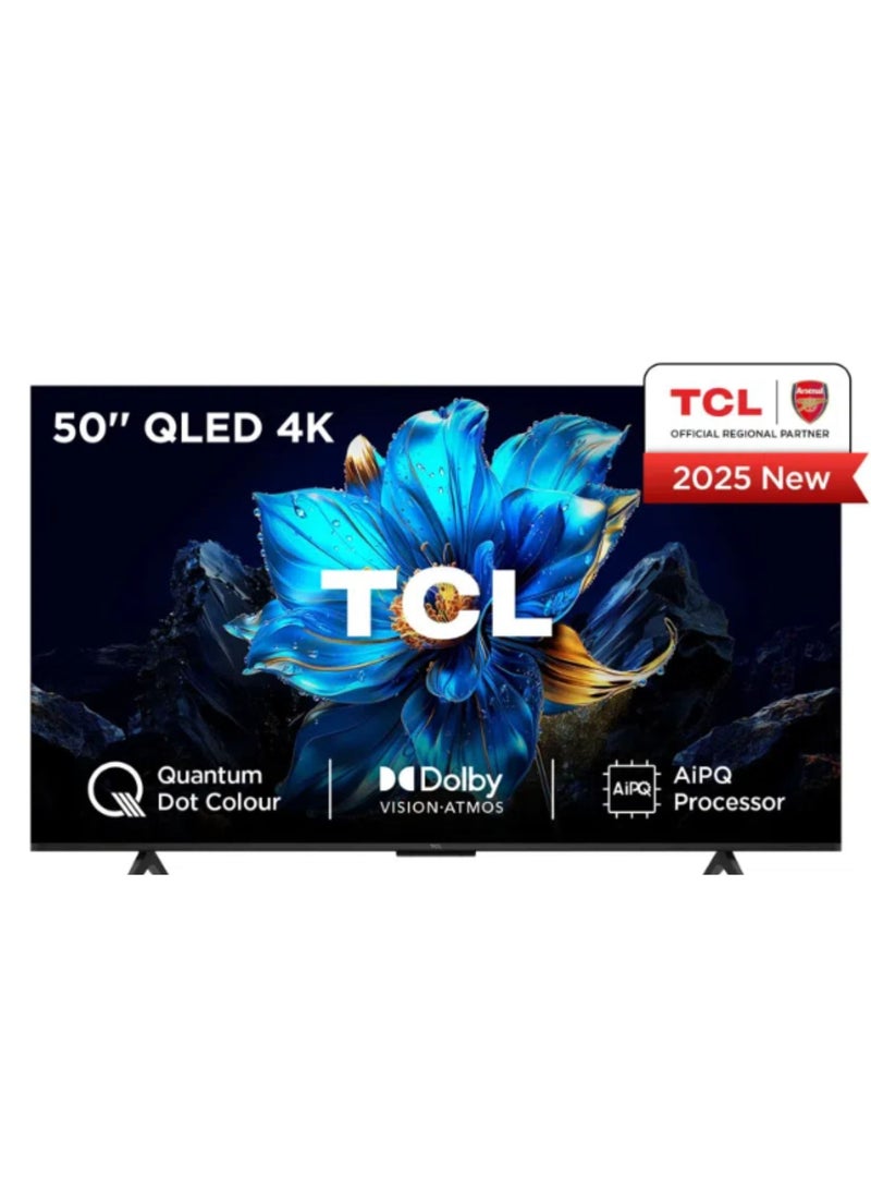 تي سي إل تلفاز 50 بوصة 4K QLED، مسرع ألعاب 60 هرتز، تلفاز جوجل، دولبي أتموس، معالج AiPQ، HDR10+، سنة الطراز 2025، ضمان لمدة 2 سنة - - Image 1