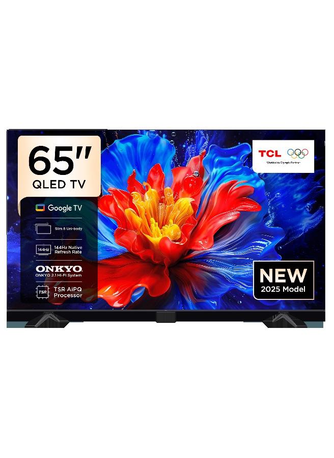 TCL 65 Inch Smart TV 4K QLED Colorful Quantum Crystal HDR 10+ Gaming Google TV, 144Hz Native Refresh Rate, ONKYO 2.1 Hi-Fi, Dolby Atmos, DTS Virtual X, MEMC, Game Master, (2025 Model), 2 Year Warranty, 65P8k Black - Image 1