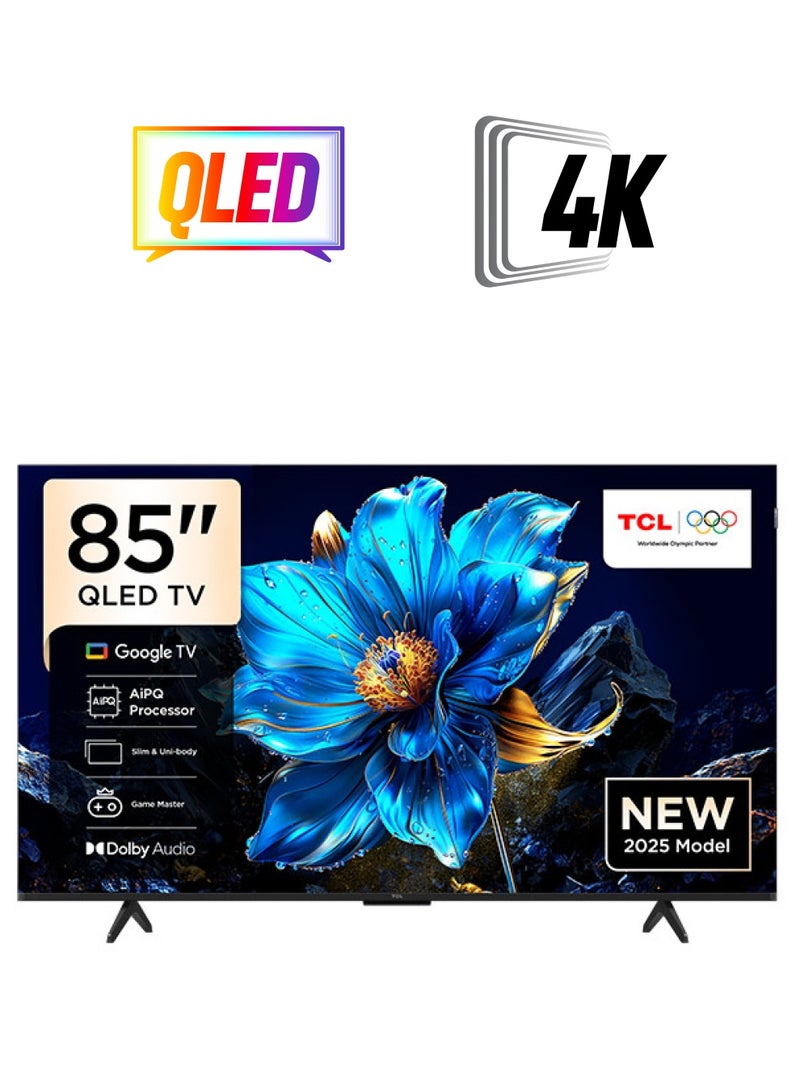 TCL 85 Inch QLED, 60Hz, Google TV, Dolby Atmos, Game master, AiPQ processor, Model Year 2025, 2 Year Warranty - 85P7k Black - Image 1