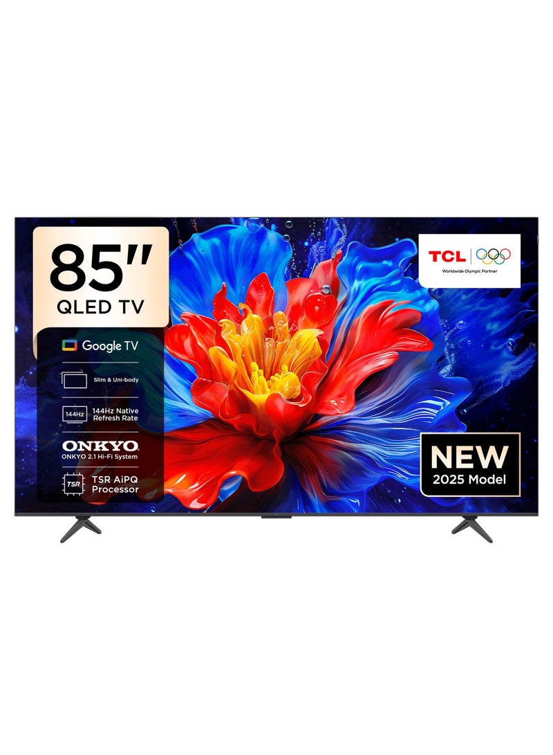 تي سي إل تلفاز QLED 4K Ultra HD HDR بحجم 85 بوصة (مساعد جوجل، دولبي أتموس، دولبي فيجن، HDR10+، مسرع الألعاب 60 هرتز، وضوح الحركة) 2025 (نموذج جديد) - Image 1