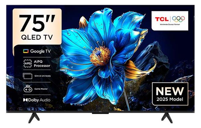 TCL 75 Inch 4K QLED, Google TV, Dolby Atmos, Dolby Vision, HDR10+, 120Hz Game Accelerator, Model 2025 - 75P7k Black - Image 1