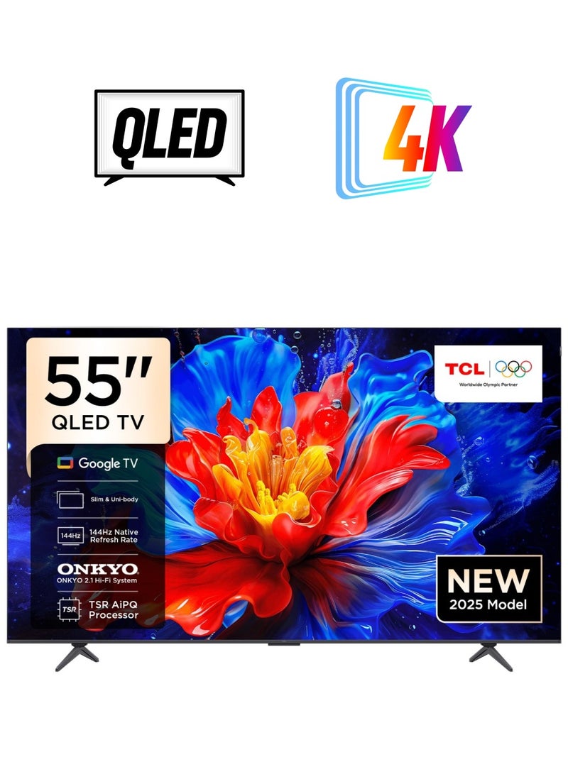 TCL 55 Inch 4K, QLED, Google TV, 60Hz, Dolby Vision · Atmos, TSR AiPQ processor, Model Year 2025, 2 Year Warranty, 55P7k/55P71K Black - Image 1