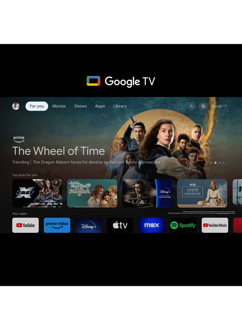 تي سي إل - 75 Inch 4K Ultra HD, 120Hz DLG, Google TV, AiPQ processor, Voice control, Dolby Audio, 75V6C black, 2025 75V6C black - Image 1