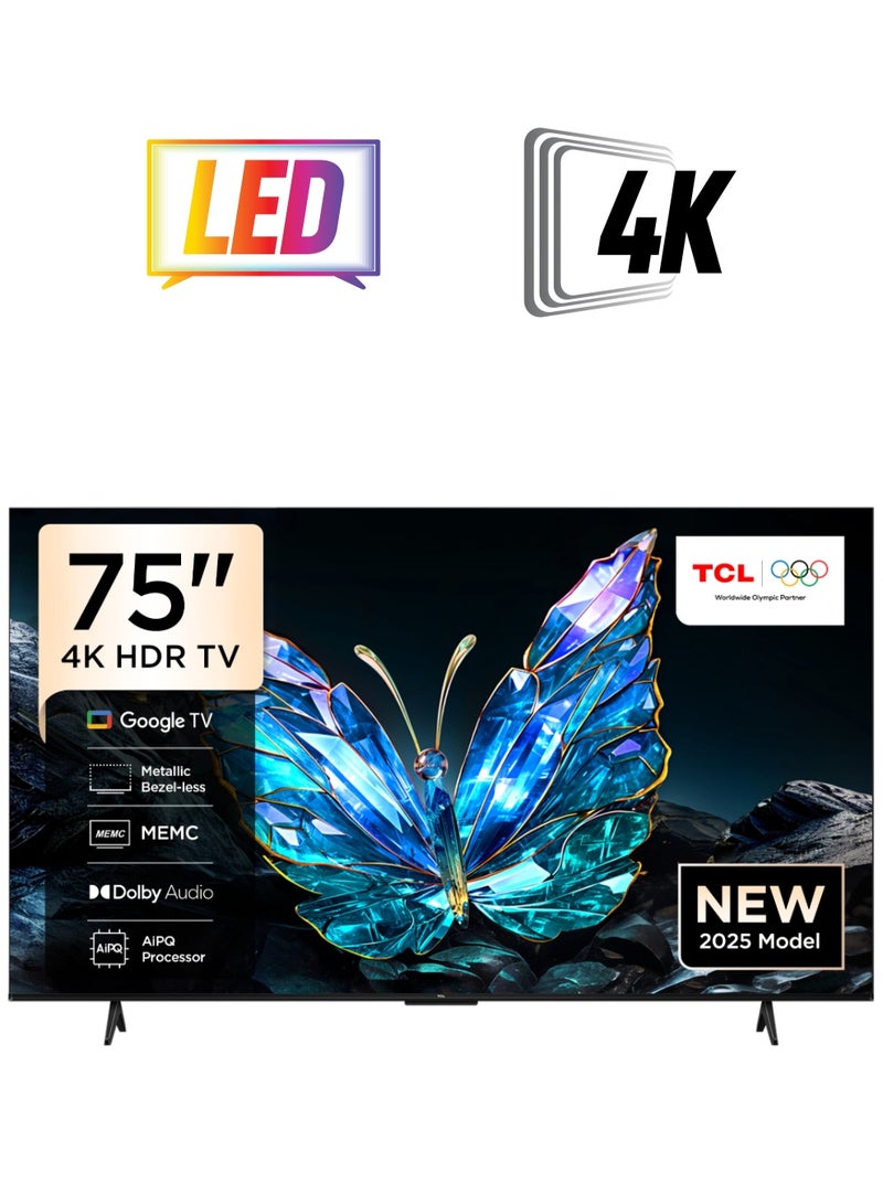 TCL 75 Inch Smart TV 4K UHD HDR 10+ Gaming Google TV, 60Hz, Dynamic Color Enhancement, Dolby Vision Atmos, DTS Virtual X, MEMC, Voice Control, Game Master with Slim Design (2025 Model), 2 Year Warranty, 75V6C Black - Image 1