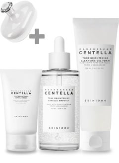 skin1004 Madagascar Centella Tone Brightening Boosting Pack – Foam Cleanser 125ml, Toner 210ml & Capsule Cream 75ml Set – Hydrating & Radiance-Enhancing Skincare Trio 410ml  - Image 1