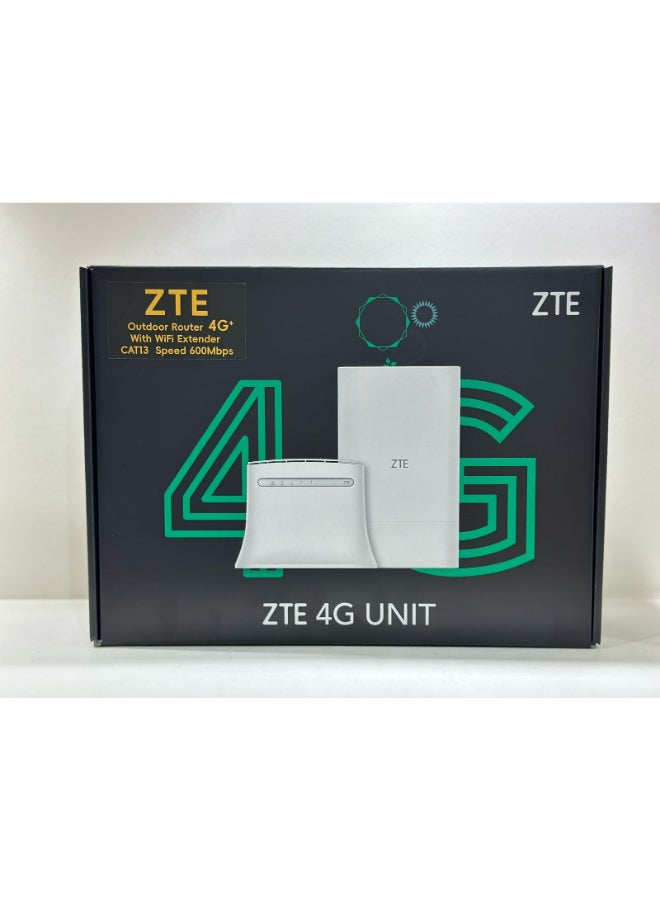 زد تي اي - راوتر 4G LTE ثنائي النطاق، قطعة خارجية وراوتر داخلي، بسرعة تصل الى 600 ميجابت بالثانية، يدعم جميع الشبكات واتصال يدعم إلى 32 جهازًا | أبيض - Image 1