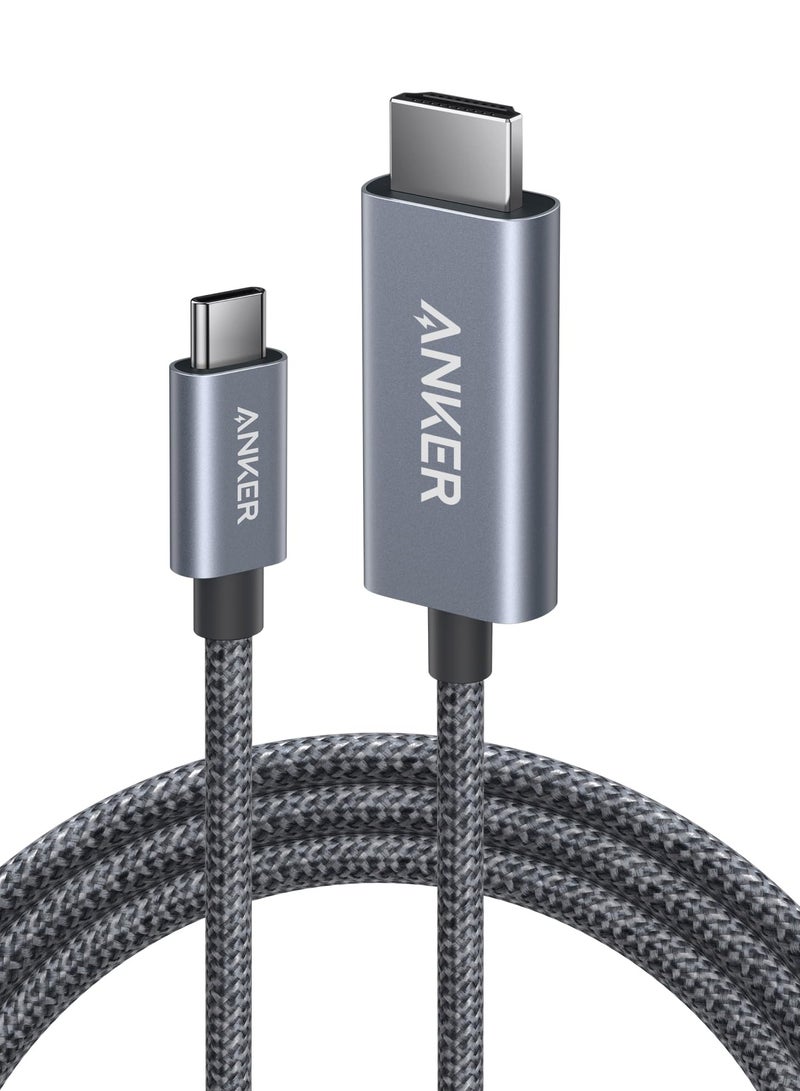 HDMI Cable, 4K@60Hz Ultra-Fast Nylon-Braided USB C to HDMI Cord with Advanced Shielding, Thunderbolt 5/4/3, For MacBook, iPad, iPhone,HD TV, and More (6 FT) ‎Black