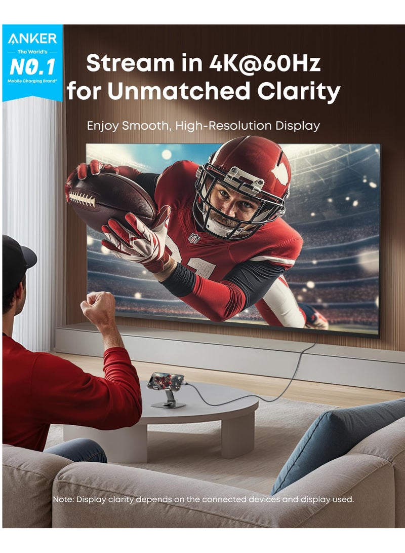HDMI Cable, 4K@60Hz Ultra-Fast Nylon-Braided USB C to HDMI Cord with Advanced Shielding, Thunderbolt 5/4/3, For MacBook, iPad, iPhone,HD TV, and More (6 FT) ‎Black