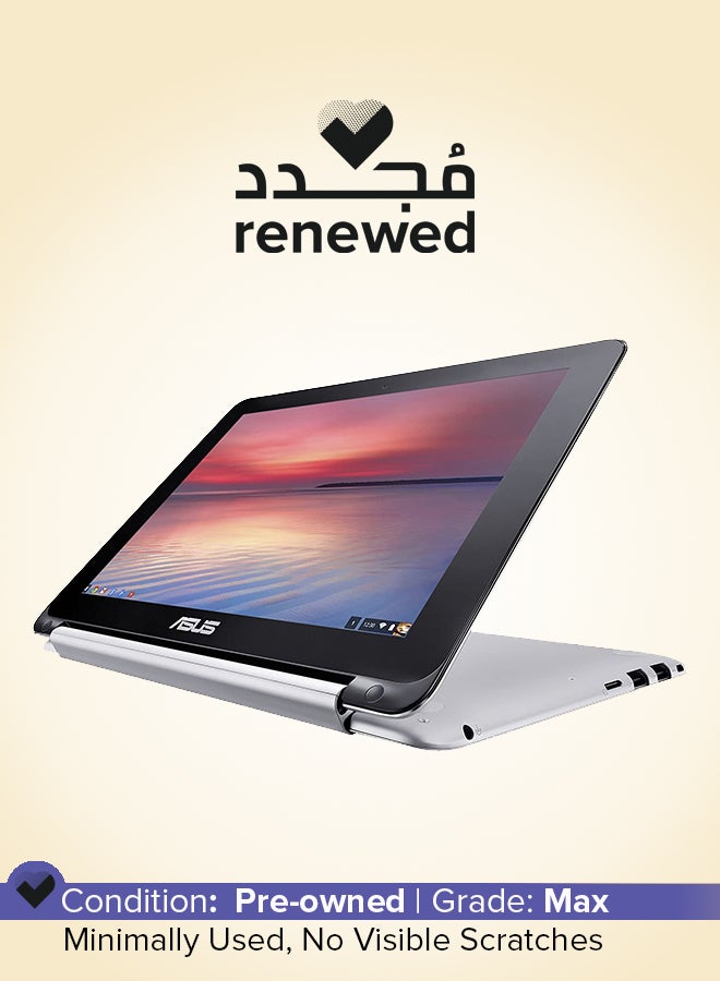 أسوس Renewed - Chromebook Flip C100P Laptop With 11-Inch Touchscreen Display,Intel Celeron Processor/2GB RAM/16GB EMMC/Intel HD Graphics English Silver  - Image 1