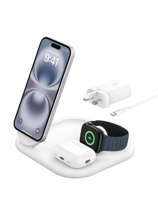 MagSafe Charger, Boost Charge 3-in-1 Magnetic Foldable Charger With Qi2 15W - MagSafe-Compatible Fast Charger For iPhone 16, 15, Apple Watch, AirPods With Non-Slip Base, PSU Included - White - pnsku/N70163673V/45/_/1742475060/1eaf9fa2-aaad-49d7-9157-5948187f7d06