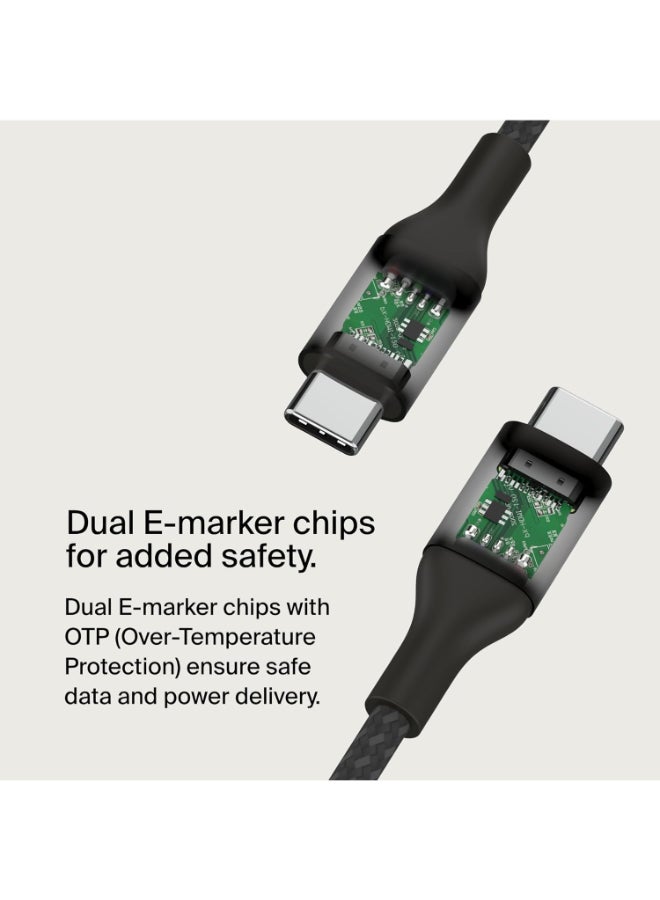 belkin Boost Charge USB-C To USB-C Power Charger Cable, USB-IF Certified Fast Charging Cable With 240W Power Delivery For iPhone 16, 15, MacBook, Chromebook, Galaxy, iPad, Pixel And More - 1m - Black  - Image 4