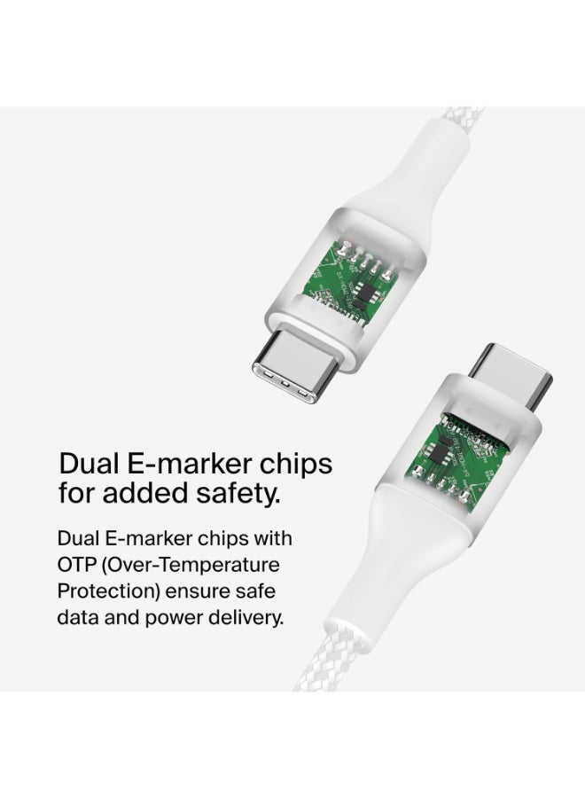 belkin Boost Charge USB-C To USB-C Power Charger Cable, USB-IF Certified Fast Charging Cable With 240W Power Delivery For iPhone 16, 15, MacBook, Chromebook, Galaxy, iPad, Pixel And More - 1m - White - Image 4