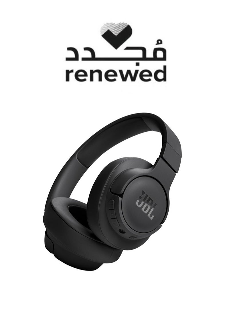 JBL Renewed-Tune 720Bt Wireless Over Ear Headphones Pure Bass Sound 76H Battery Hands-Free Call Plus Voice Aware Multi Point Connection Lightweight And Foldable Detachable Audio Cable Black - Image 1