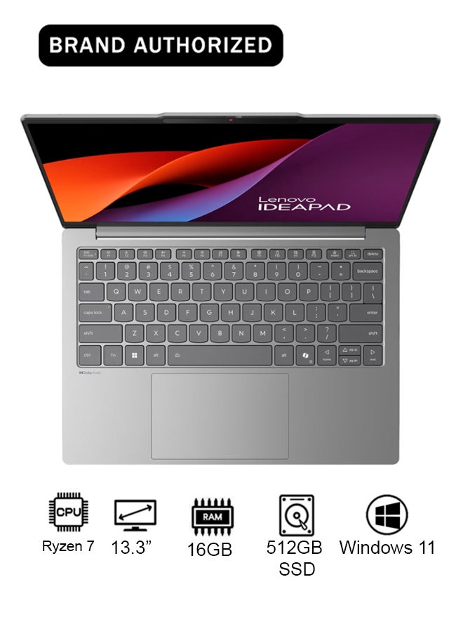 Lenovo IdeaPad Slim 5 13ARP10 (2025) Laptop With 13.3-Inch WUXGA Display, AMD Ryzen 7-7735HS Processor/16GB RAM/512GB SSD/AMD Radeon 680M Graphics/Windows 11 English/Arabic Cloud Grey - Image 1