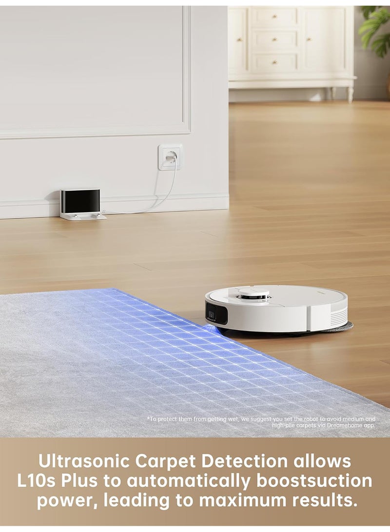 دريم - L10S Pro Gen 2 Robot Vacuum Cleaner And Mop, 7,000 Pa Suction Power, Automatic Mop Lifting, Ultrasonic Carpet Detection, Siri Compatibility, Dreamehome App, Pet Hair, Hard Floors, And Carpet 2400 W L10s PRO GEN 2 White - Image 1