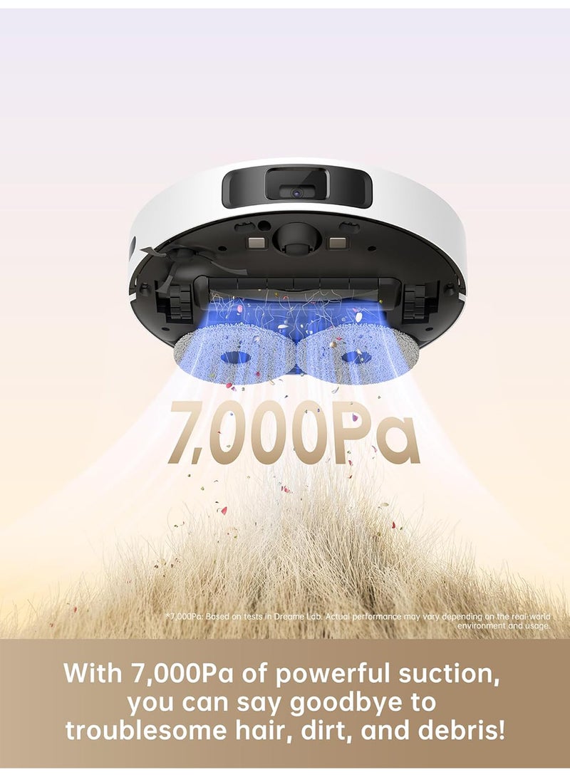 دريم - L10S Pro Gen 2 Robot Vacuum Cleaner And Mop, 7,000 Pa Suction Power, Automatic Mop Lifting, Ultrasonic Carpet Detection, Siri Compatibility, Dreamehome App, Pet Hair, Hard Floors, And Carpet 2400 W L10s PRO GEN 2 White - Image 1
