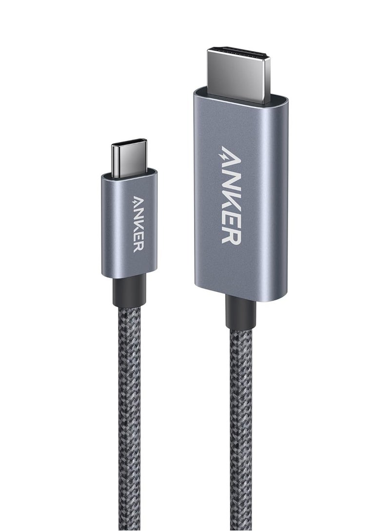 آنكر HDMI Cable, 4K@60Hz Ultra-Fast Nylon-Braided USBC to HDMI Cord with Advanced Shielding, Thunderbolt 5/4/3, For MacBook, iPad, iPhone, HDTV, and More (3 FT) Black  - Image 1