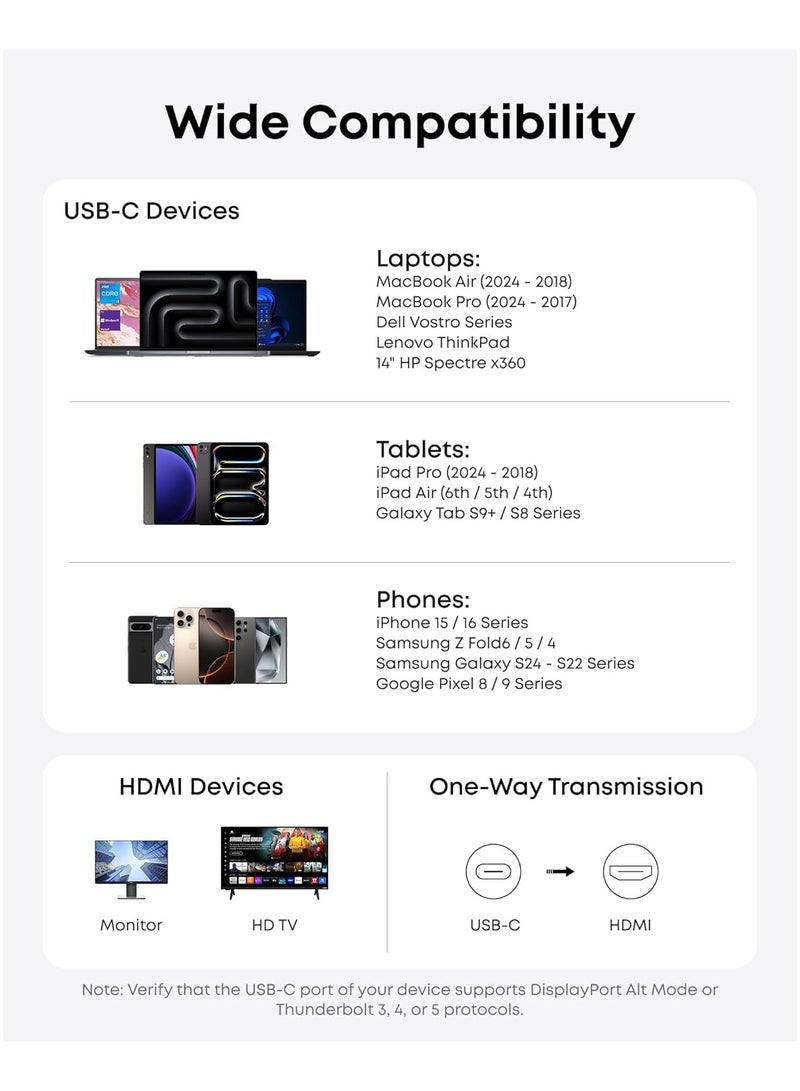 آنكر - HDMI Cable, 4K@60Hz Ultra-Fast Nylon-Braided USBC to HDMI Cord with Advanced Shielding, Thunderbolt 5/4/3, For MacBook, iPad, iPhone, HDTV, and More (3 FT) Black - Image 1