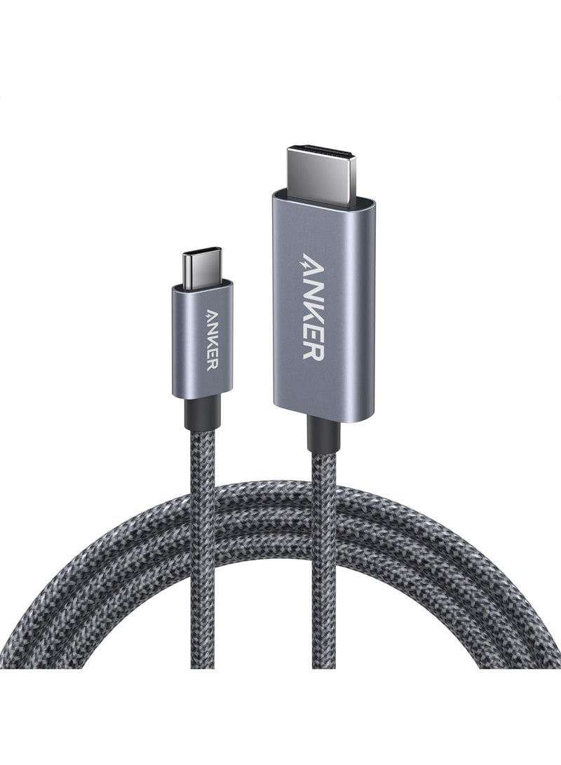 آنكر HDMI Cable, 4K@60Hz Ultra-Fast Nylon-Braided USB C to HDMI Cord with Advanced Shielding, Thunderbolt 5/4/3, For MacBook, iPad, iPhone,HD TV, and More (6 FT) Grey  - Image 1