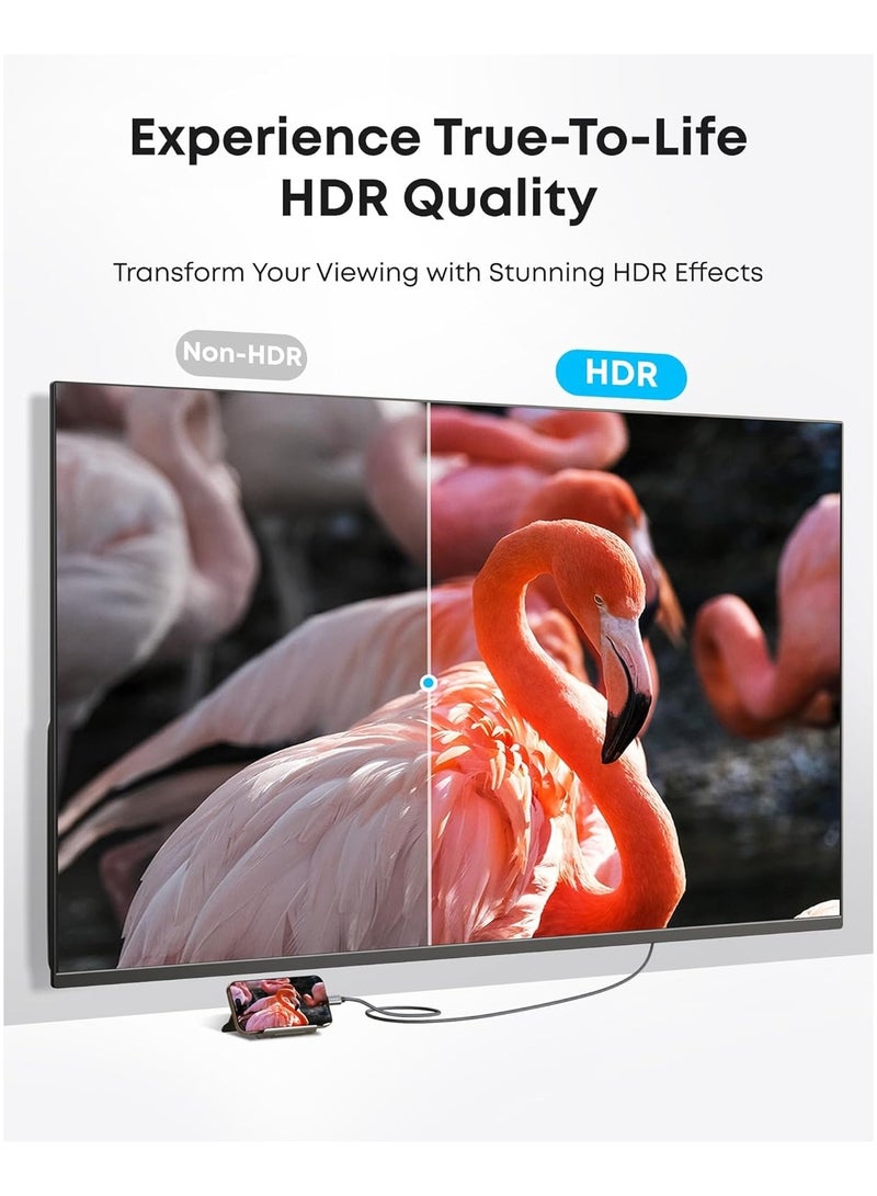 آنكر HDMI Cable, 4K@60Hz Ultra-Fast Nylon-Braided USB C to HDMI Cord with Advanced Shielding, Thunderbolt 5/4/3, For MacBook, iPad, iPhone,HD TV, and More (6 FT) Grey  - Image 5