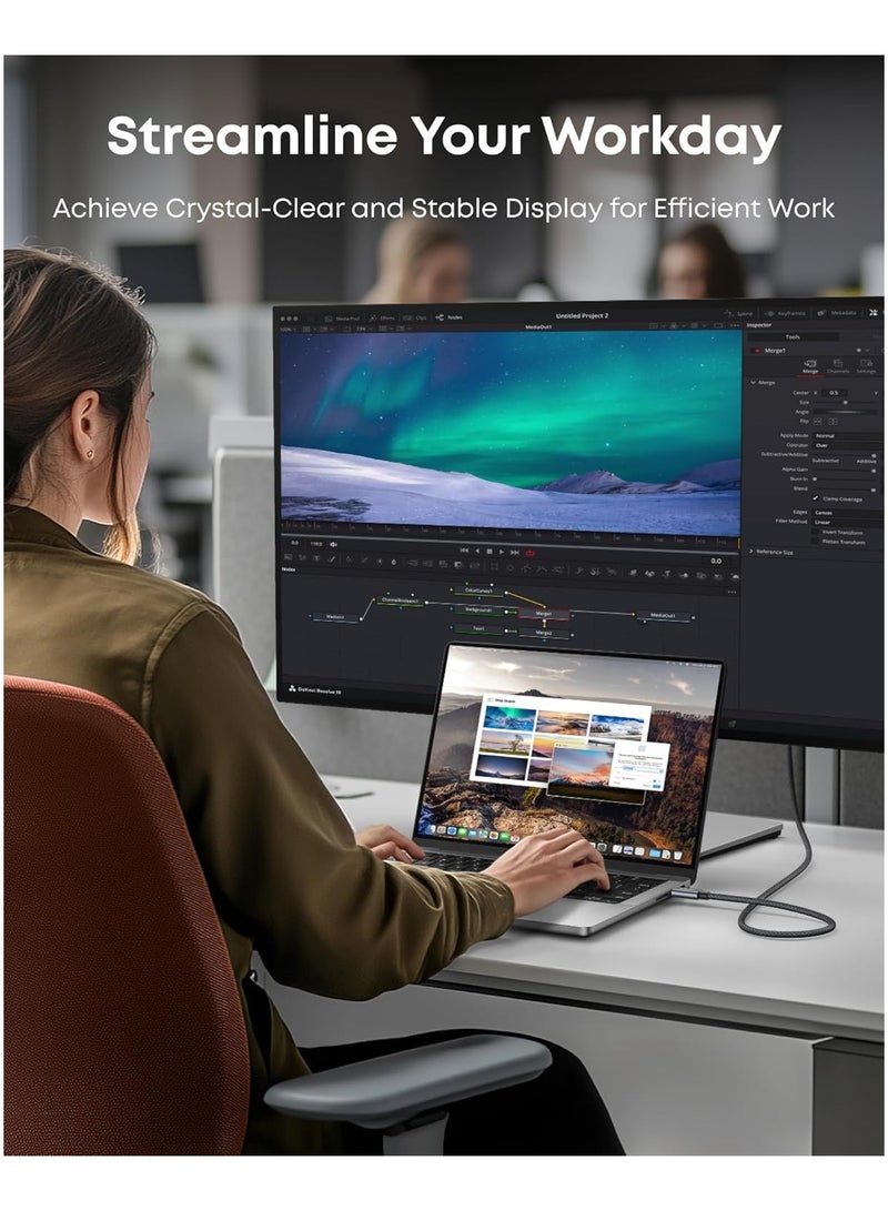 آنكر HDMI Cable, 4K@60Hz Ultra-Fast Nylon-Braided USB C to HDMI Cord with Advanced Shielding, Thunderbolt 5/4/3, For MacBook, iPad, iPhone,HD TV, and More (6 FT) Grey  - Image 4