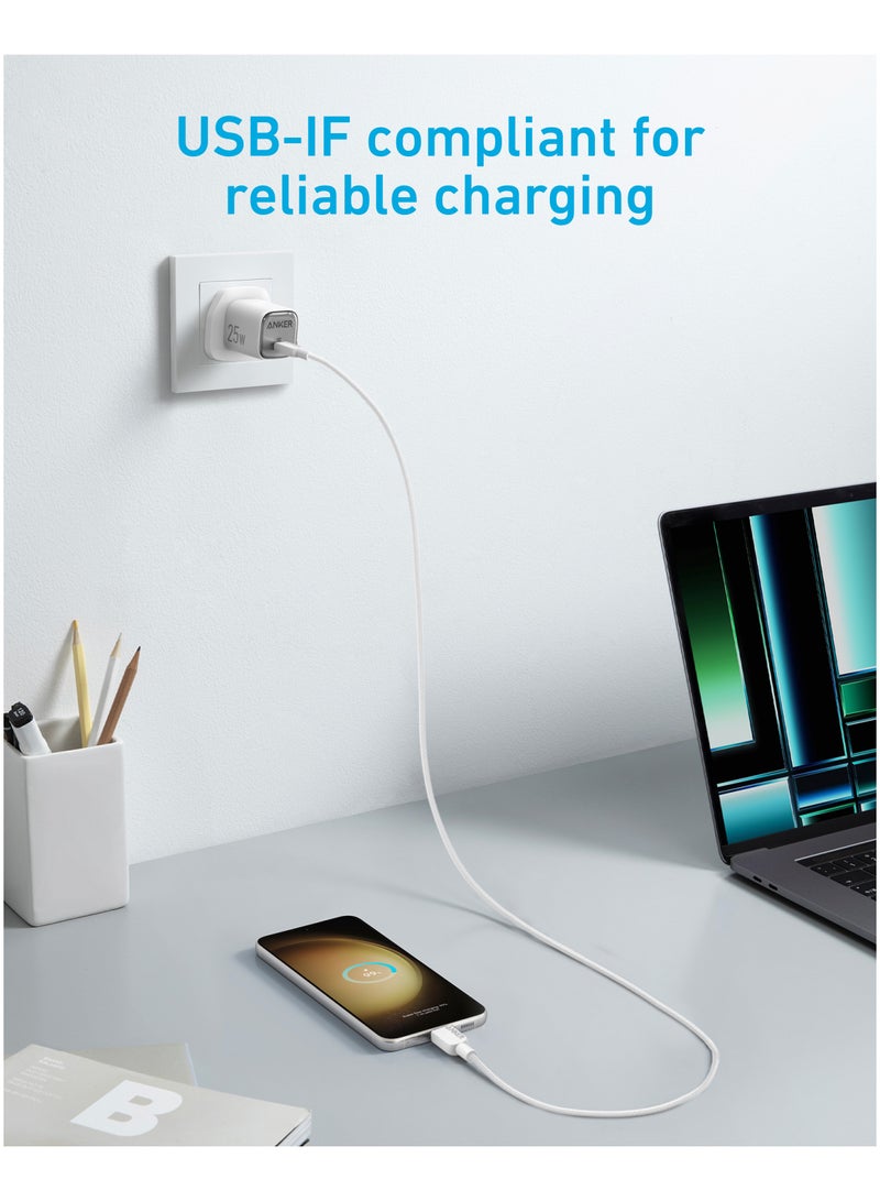 USB C to USB C Cable,Type C Charger Fast Charging Cord (3FT,) for iPhone 16/15 Series, iPad Air 4,MacBook Pro 2022 and More (USB 2.0) White