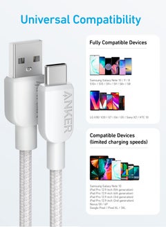 Anker USB to USB C Cable, USB A to Type C Charger Cord (White, 3FT), for Samsung Galaxy Note 10/S10+ S10, LG V30 (USB 2.0, Black) White  - Image 4