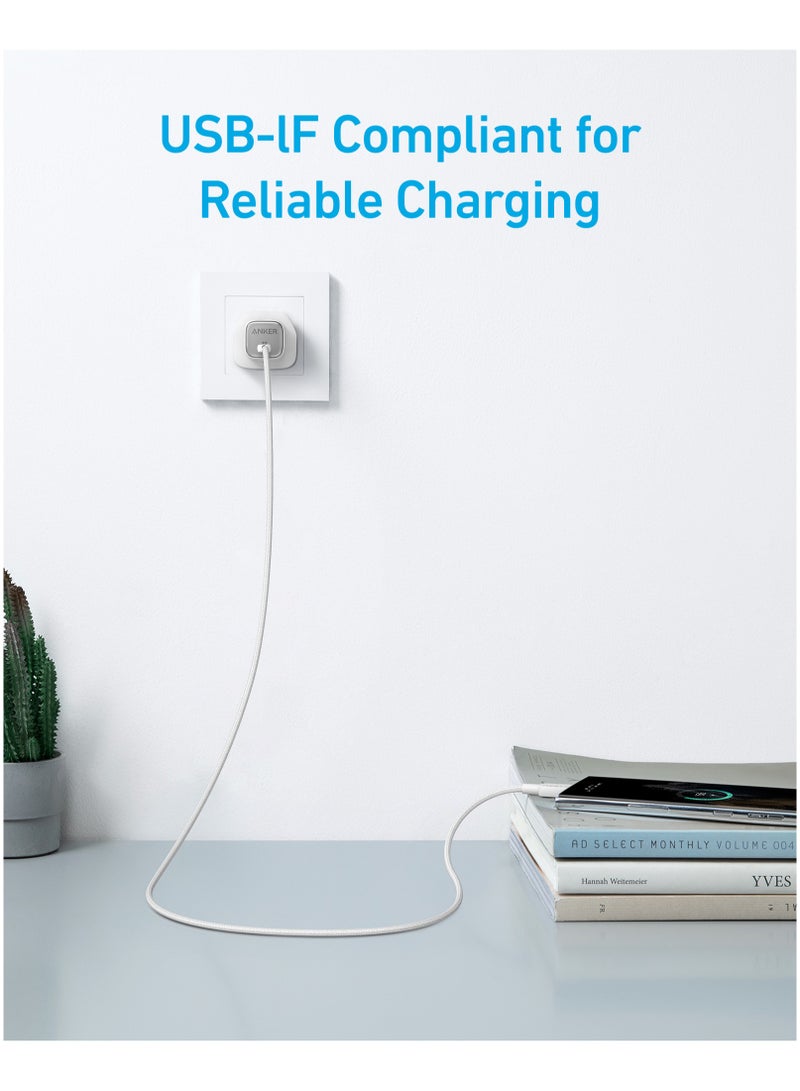 Anker - 310 USB A to USB C Charger Cable, Supports fast charging up to 15W (3A/5V) and data transfer speeds up to 480Mbps, compatible with all USB-C Devices Samsung Galaxy, Google Pixel, iPhones - White - Image 1