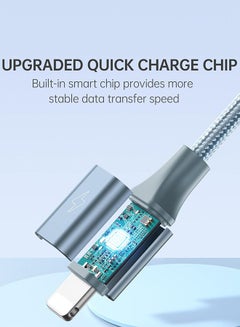 ROMOSS CB25A Fast Charging Data Cable/Cord 3-in1 USB-A to Micro & Lightning & Type-C, Nylon Braided Wire, Compatible for iPhone/Android Grey  - Image 3