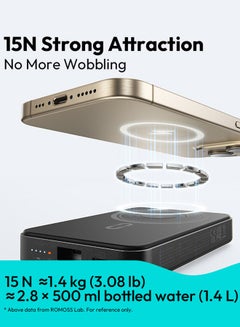 ROMOSS 10000 mAh WMO10 Magnetic Power Bank, 15W Wireless Portable Charger, Magsafe Battery Pack PD 20W Wired Charging, Magsafe Charger For iPhone 12-16 Series, Samsung, Xiaomi Black  - Image 4