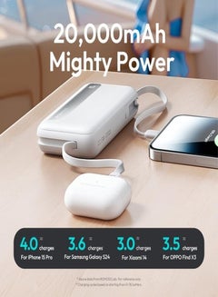 ROMOSS 10000 mAh PPR10 10000mAh Power Bank Large Capacity, Ultra Thin Compact Powerbank, Portable Charger, Fast Charging Battery Pack, PD22.5W Wired Fast Charging With LED Screen Display, Built-in 8 Inch Cable and 4 Outputs, Suitable For iPhone 12-16, Etc. White  - Image 3