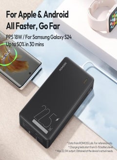 ROMOSS 20000 mAh PPB20 Mobile Power Bank, 22.5W Fast Charging Portable Charger with Built-In Type_C, USB C, USB-A 3-Port, Large Capacity Battery Pack, Suitable For iPhone 16/15/14/13 Series, Android Black  - Image 2