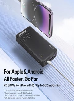 ROMOSS 20000 mAh PPB20 Mobile Power Bank, 22.5W Fast Charging Portable Charger with Built-In Type_C, USB C, USB-A 3-Port, Large Capacity Battery Pack, Suitable For iPhone 16/15/14/13 Series, Android Black  - Image 5