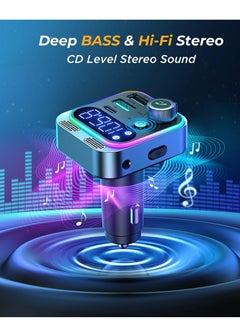 JOYROOM Wireless FM Transmitter, Bluetooth 5.0 FM Transmitter Wireless Radio Adapter with Dual USB+PD+AUX Conenection Charging Car Charger MP3 Player Support TF Card & USB Flash Drive Silver  - Image 2