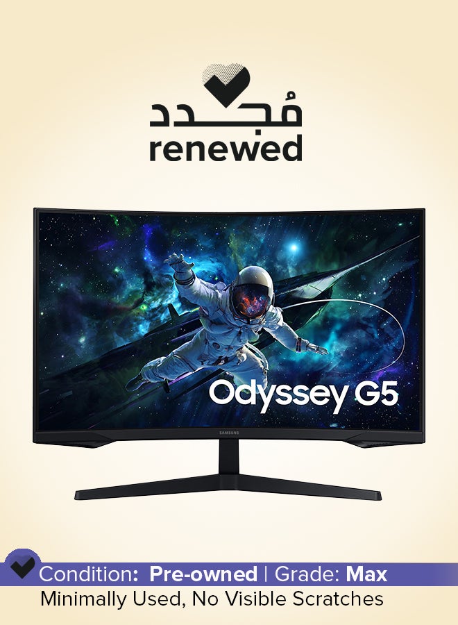 Samsung Renewed - 32" Inch Odyssey G5 G55C (2560x1440) QHD, VA Panel Technology With Response Time 1ms, Refresh Rate 165Hz & AMD FreeSync  | Curved Gaming Monitor Black - Image 1