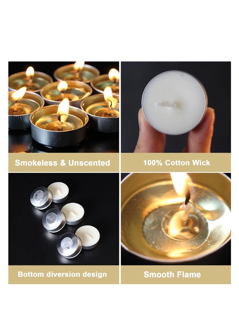إي سي في في 100 Pack Tea Lights Candles, Tealight Candles, White Smokeless Dripless Long Lasting Tea Light Candles, Tea Candles for Weddings, Party, Shabbat, Home Decorative Tealights White  - Image 3