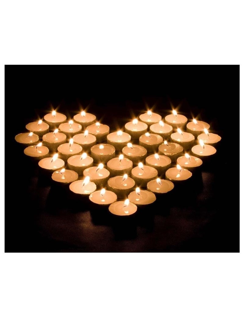 إي سي في في 100 Pack Tea Lights Candles, Tealight Candles, White Smokeless Dripless Long Lasting Tea Light Candles, Tea Candles for Weddings, Party, Shabbat, Home Decorative Tealights White  - Image 4
