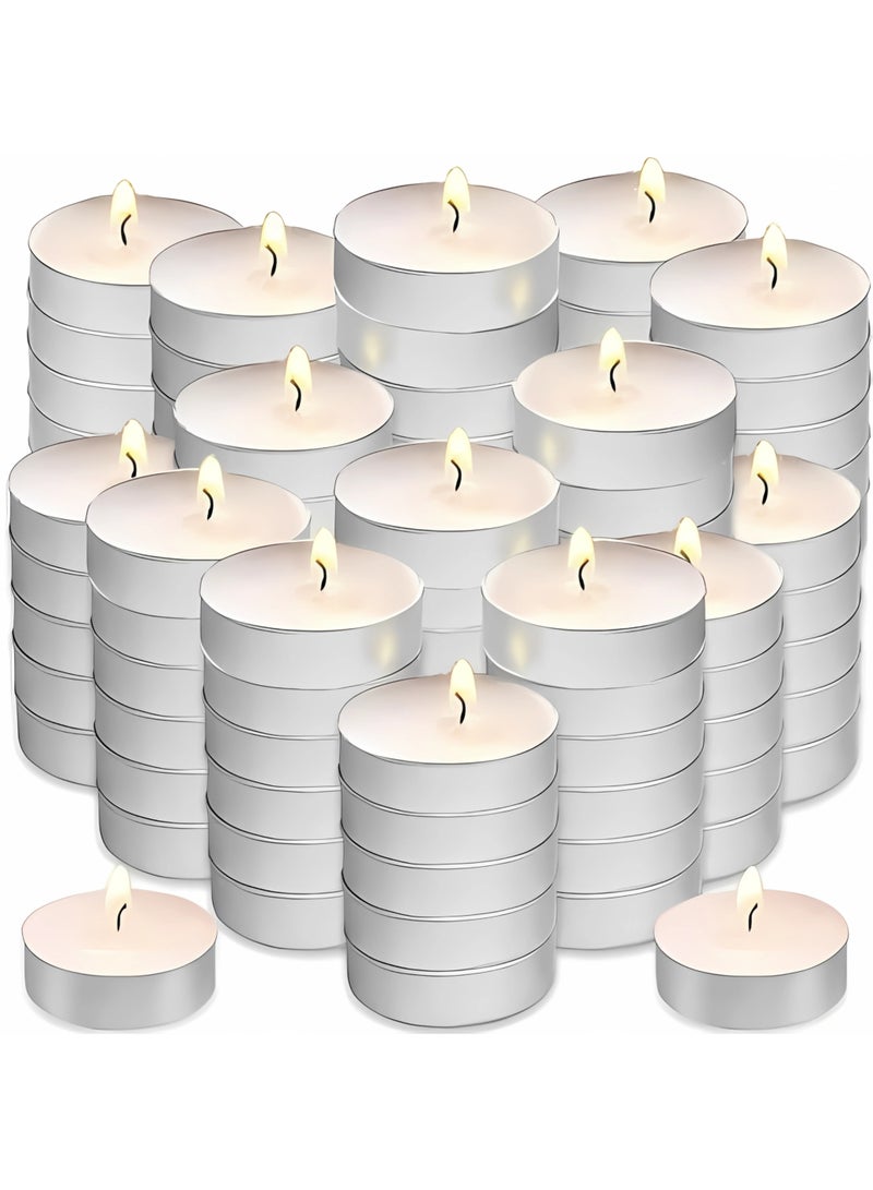 إي سي في في 100 Pack Tea Lights Candles, Tealight Candles, White Smokeless Dripless Long Lasting Tea Light Candles, Tea Candles for Weddings, Party, Shabbat, Home Decorative Tealights White  - Image 2