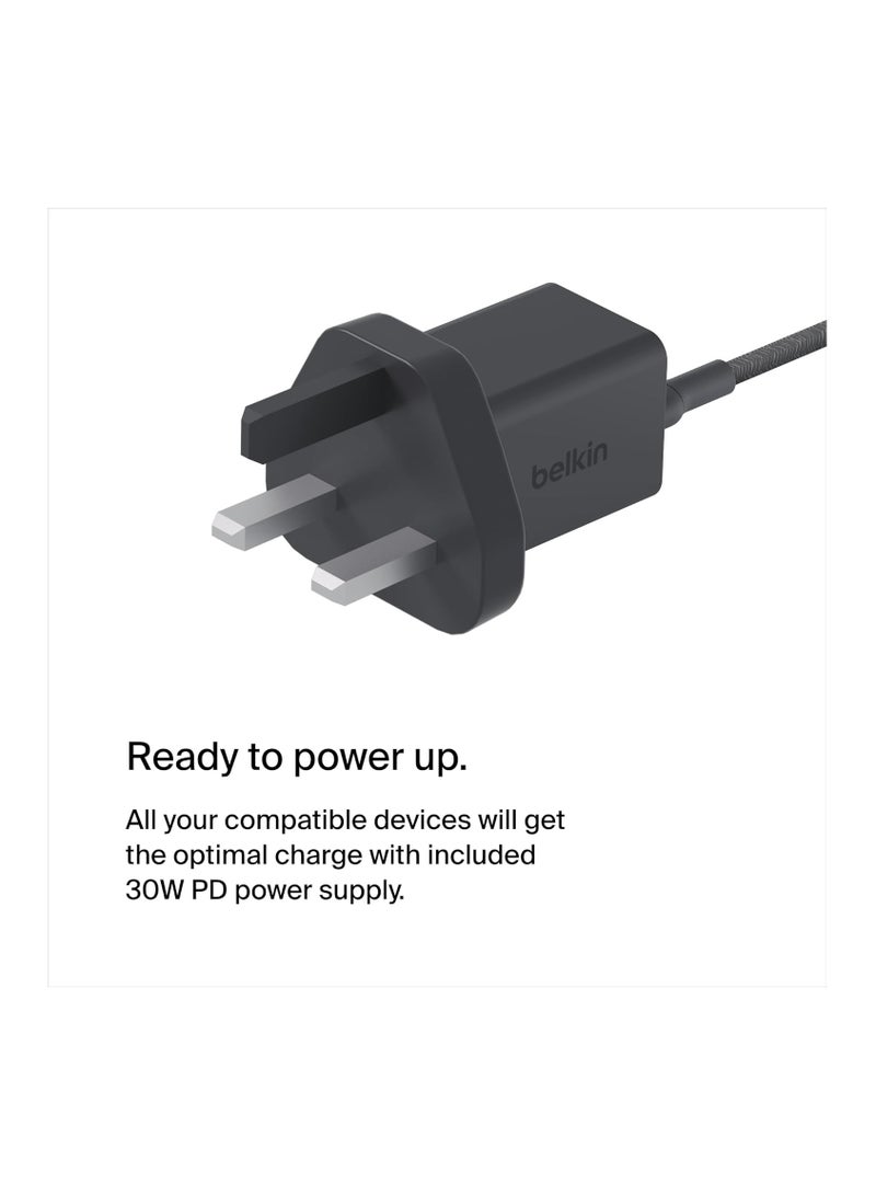 belkin - Boost Charge Pro 2-in-1 Wireless Charging Dock With MagSafe 15W Fast Charge iPhone Charger Compatible With iPhone 16, 15, 14, 13, And 12 Series, AirPods, And Other MagSafe Enabled Devices - Black - Image 1