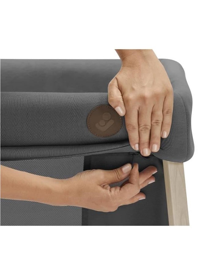 ماكسي كوزي Iris 2-in-1 Baby Travel Cot, 0-3 Years, Up to 15 kg, Compact Travel Cot, 2 Levels, Foldable, Foam Mattresses, Mesh Side Panels, Travel Bag, Beyond Graphite  - Image 3