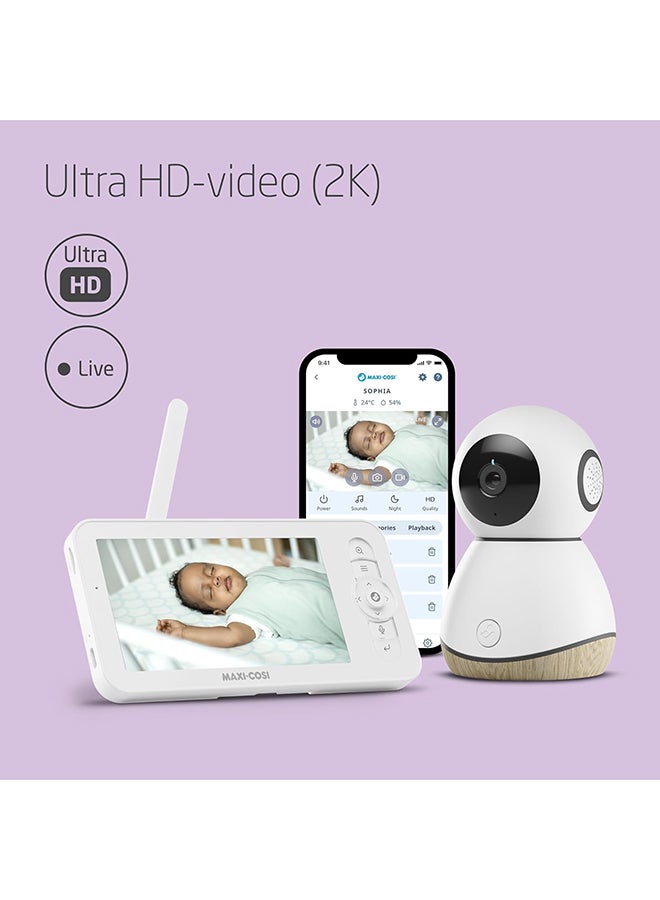 Maxi-Cosi See Baby Monitor Pro with CryAssist AI Cry Translation, PTZ Technology, 2K HD Camera, Wireless, White  - Image 4
