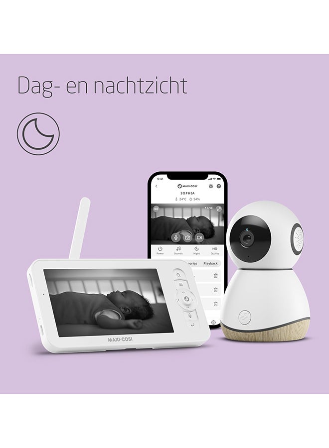 Maxi-Cosi See Baby Monitor Pro with CryAssist AI Cry Translation, PTZ Technology, 2K HD Camera, Wireless, White  - Image 5
