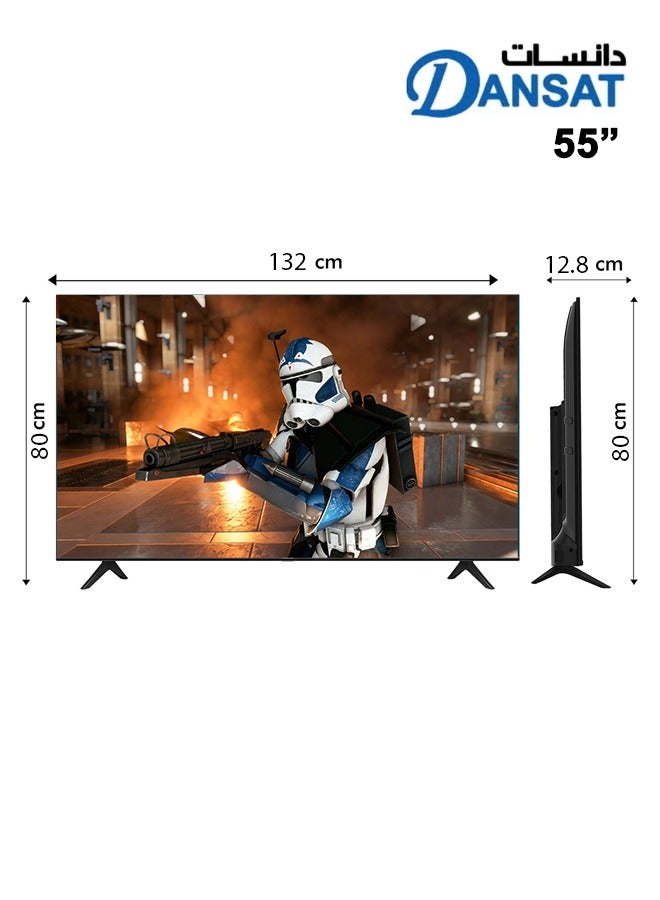 دانسات - 55 Inch - QLED - 4K UHD - Google TV - HDR 10 - Internal Receiver - DTD55BU 4K SMART TV black - Image 1